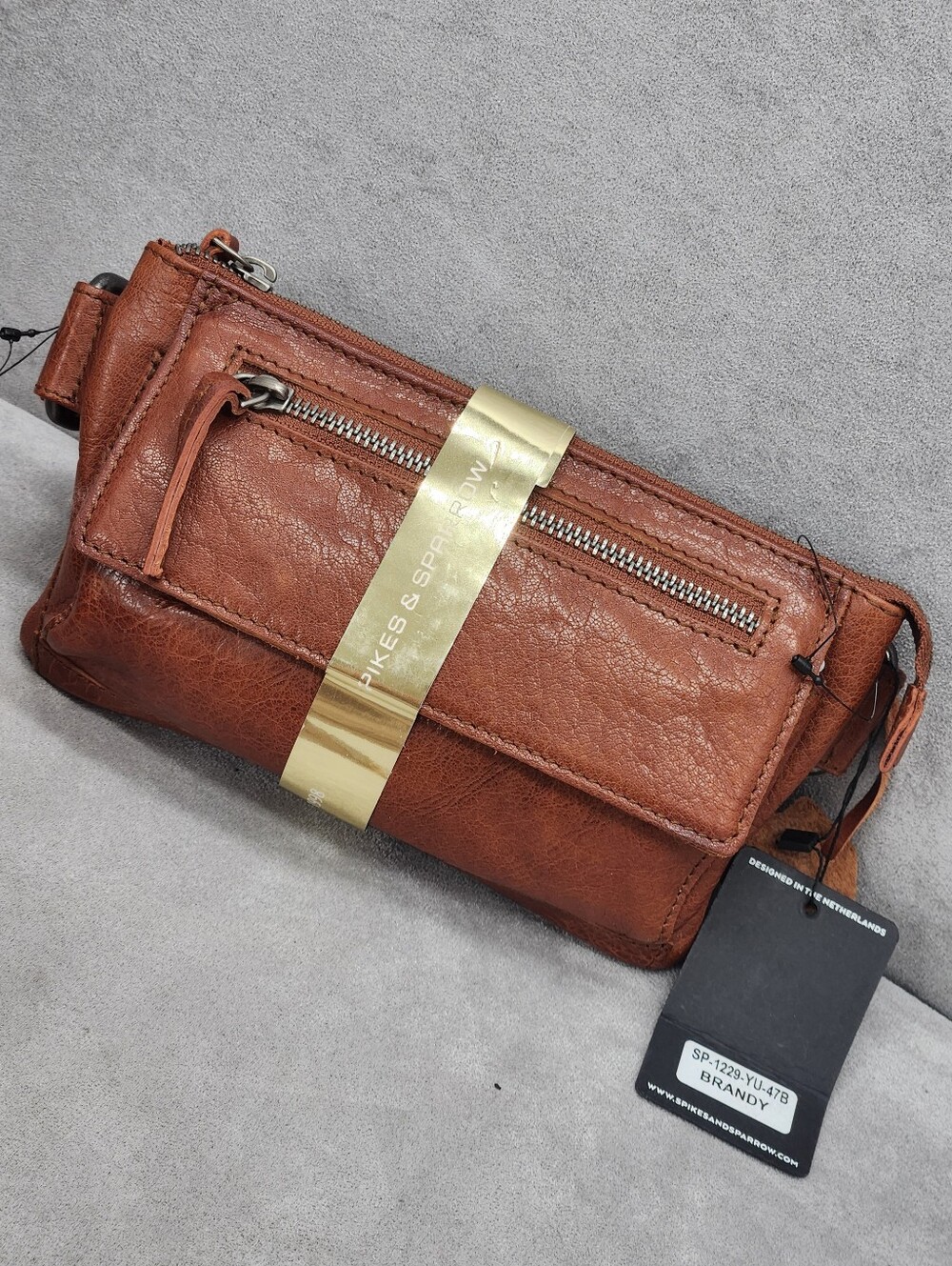 Spikes & Sparrow Hip Bag Brown Cognac Bronco Leather Belt Travel Comfort New $85
